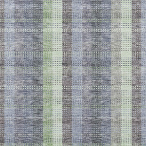 HomeRoots 5' Stylish Pewter Gray and Mint Green Plaid Washable Area Rug for Indoor and Outdoor Spaces 5' X 8' 613994