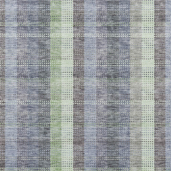 HomeRoots 5' Stylish Pewter Gray and Mint Green Plaid Washable Area Rug for Indoor and Outdoor Spaces 5' X 8' 613994