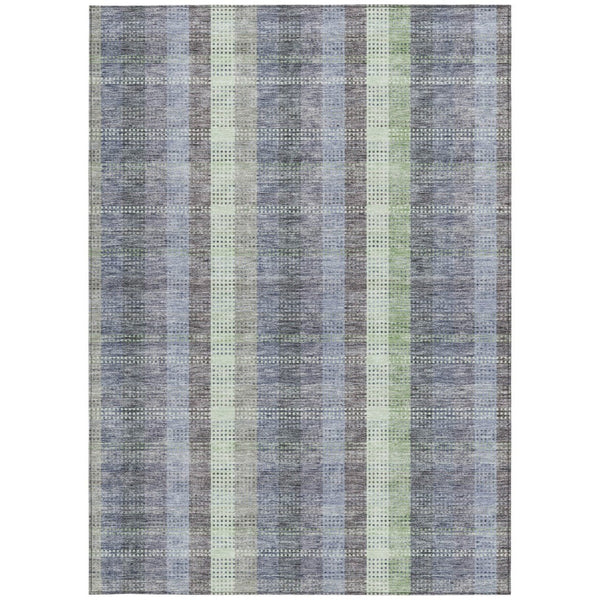 HomeRoots 5' Stylish Pewter Gray and Mint Green Plaid Washable Area Rug for Indoor and Outdoor Spaces 9' X 12' 613997