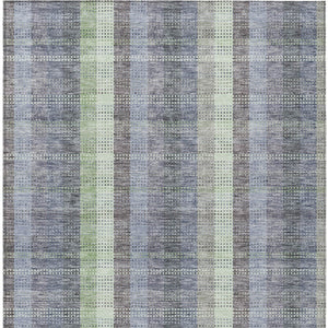 HomeRoots 5' Stylish Pewter Gray and Mint Green Plaid Washable Area Rug for Indoor and Outdoor Spaces 10' X 14' 613998
