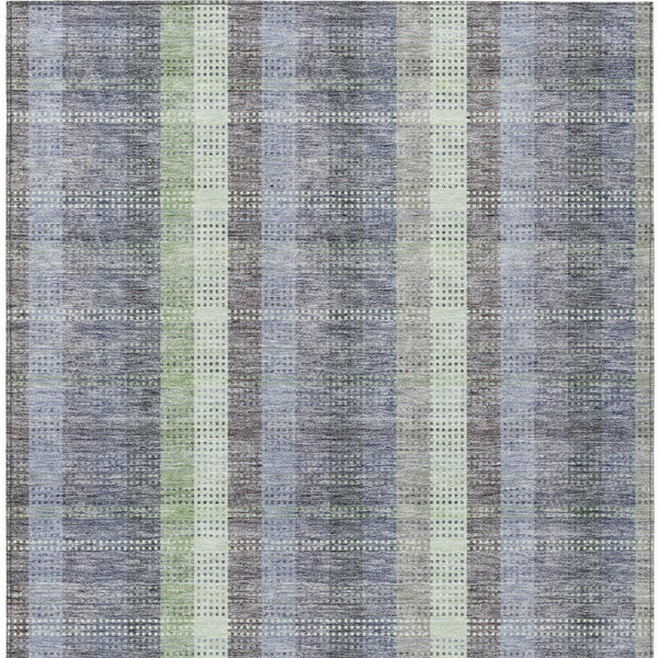 HomeRoots 5' Stylish Pewter Gray and Mint Green Plaid Washable Area Rug for Indoor and Outdoor Spaces 10' X 14' 613998