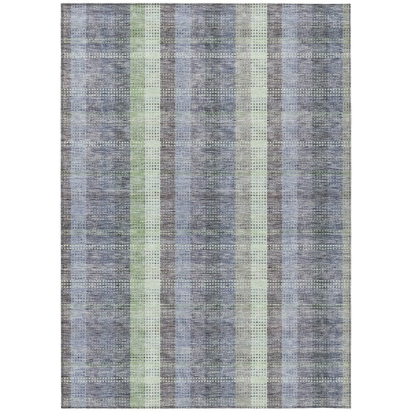 HomeRoots 5' Stylish Pewter Gray and Mint Green Plaid Washable Area Rug for Indoor and Outdoor Spaces 10' X 14' 613998