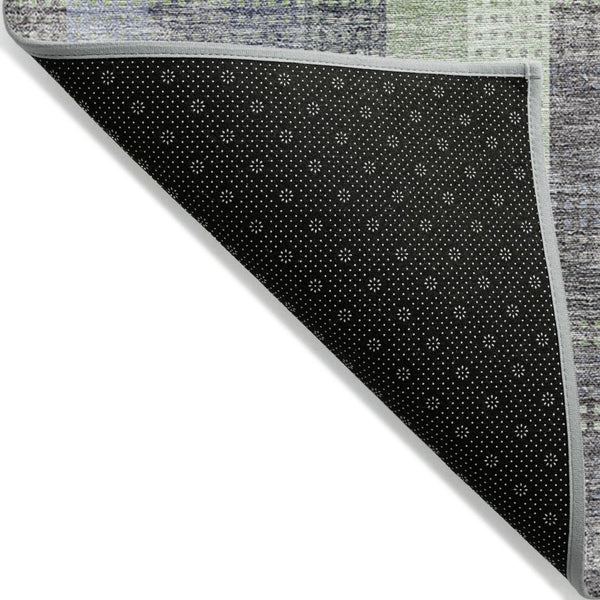 HomeRoots 5' Stylish Pewter Gray and Mint Green Plaid Washable Area Rug for Indoor and Outdoor Spaces 10' X 14' 613998