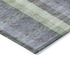 HomeRoots 5' Stylish Pewter Gray and Mint Green Plaid Washable Area Rug for Indoor and Outdoor Spaces 10' X 14' 613998
