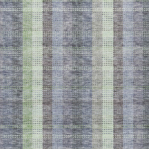 HomeRoots 5' Stylish Pewter Gray and Mint Green Plaid Washable Area Rug for Indoor and Outdoor Spaces 10' X 14' 613998
