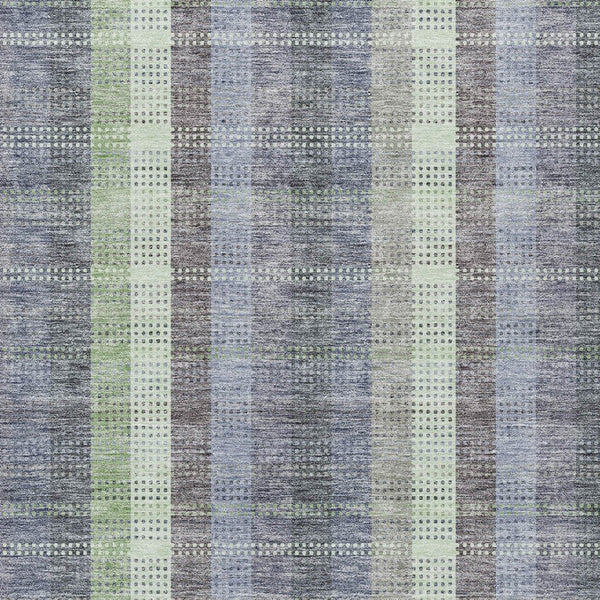 HomeRoots 5' Stylish Pewter Gray and Mint Green Plaid Washable Area Rug for Indoor and Outdoor Spaces 10' X 14' 613998
