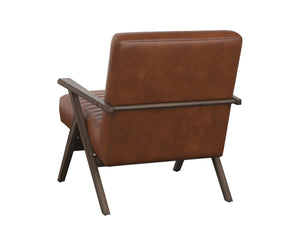Sunpan Peyton Lounge Chair - Mid-Century Modern Design with Retro Flair and Distressed Brown Oak Frame Bravo Cognac