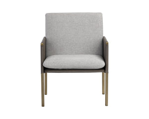 Sunpan Bellevue Lounge Chair - Elegant Upholstered Design with Antique Brass Frame and Unique Textures Belfast Heather Grey / Bravo Ash