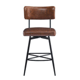 Christopher Knight Home® - Noble House - - 26''Retro Swivel Counter Stools Set Of 2,Brown Counter Stools With Iron Frame,Pu Sponge Cushion,Footrest,Suitable For Kitchen/Bedroom/Dining Room.