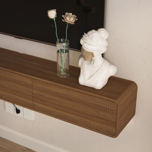 English Elm Floating Wall Mounted Tv Stand with Led Ambiance for Modern Living Rooms 69 Inch W1321P450663