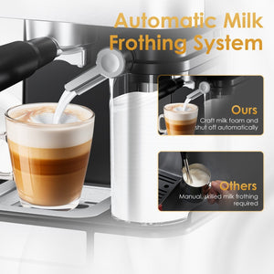 English Elm Geek Chef 20 Bar Espresso Maker with Auto Frother and Led Touchscreen for Home W1002P427607