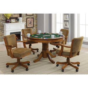 English Elm Ghilardi Amber Game Table with Pedestal Base, Convertible to Bumper Pool or Poker & Dining Use B062S01103