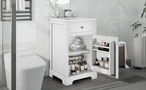 English Elm 20" Modern Bathroom Vanity With Sink, Soft-Close Door, Adjustable Shelves & Stylish Storage Rack N725P351848K