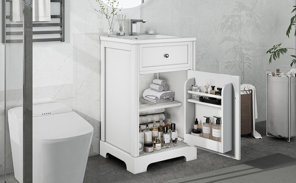 English Elm 20" Modern Bathroom Vanity With Sink, Soft-Close Door, Adjustable Shelves & Stylish Storage Rack N725P351848K