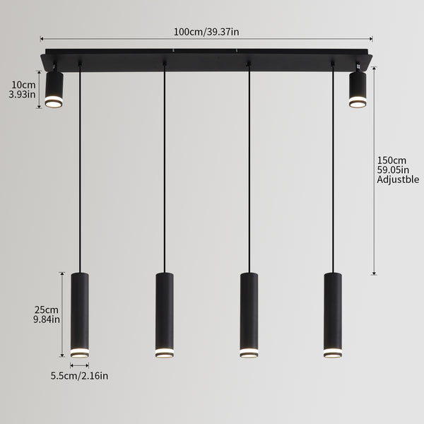 English Elm Angelina 6-Light Matte Black Pendant - Modern Kitchen Island Fixture For Stylish Task Lighting T3177P283998