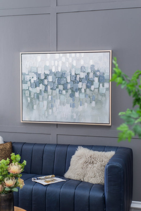 English Elm 47.2X35.4X1.5" Elegant Gray And Silver Abstract Landscape Oil Painting In Framed Modern Style W2078P313334