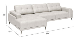 Bliss LAF Chaise Sectional Beige 110371 Zuo Modern