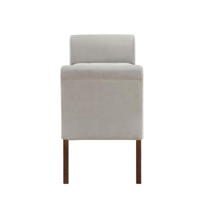 English Elm Velvet Upholstered Storage Bench with Button Tufting, Flared Arms and Wooden Legs, Luxe Hidden Storage Beige B016P383413