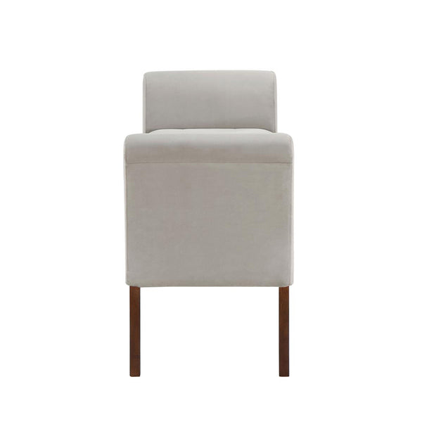 English Elm Velvet Upholstered Storage Bench with Button Tufting, Flared Arms and Wooden Legs, Luxe Hidden Storage Beige B016P383413