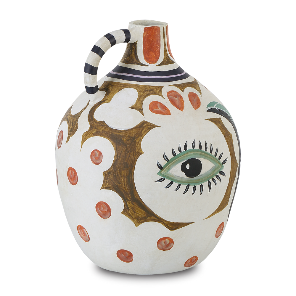 Hamsa Demijohn Vase – Colorful Terracotta Art Piece with Vibrant Motifs for Modern Home Décor