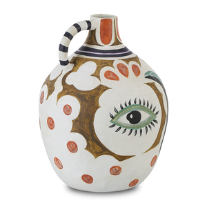 Hamsa Demijohn Vase – Colorful Terracotta Art Piece with Vibrant Motifs for Modern Home Décor