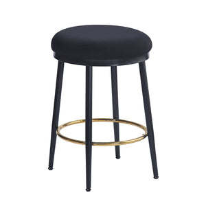 English Elm Christopher Knight Home® - 24.75'' Modern Counter Stools Set Of 4 - Chic Black Velvet & Iron Frame With Gold Footrest For Style! N780P189729B-2