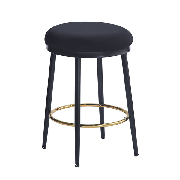 English Elm Christopher Knight Home® - 24.75'' Modern Counter Stools Set Of 4 - Chic Black Velvet & Iron Frame With Gold Footrest For Style! N780P189729B-2