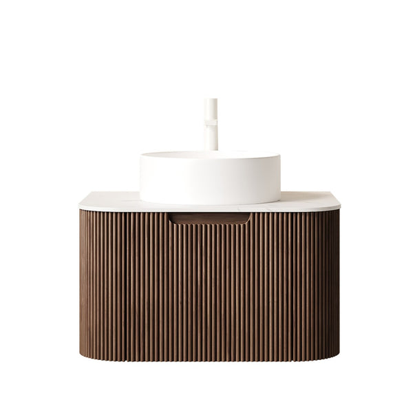 English Elm Dina Floating Bathroom Vanity with Sintered Stone Top and Crystal Glass Basin Walnut,White W2615S00410