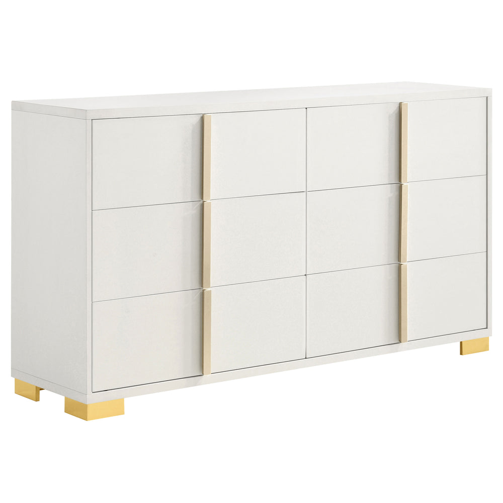 English Elm Medici Contemporary 6-Drawer Dresser With Chic Bar Pulls For Modern Storage Solutions In White B062P353274