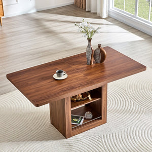 English Elm An Extendable Mdf Dining Table with Open Shelf Storage Seats up to Eight Walnut W1151S04667