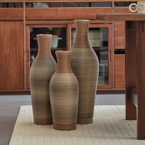 English Elm Desktop PVC Vase Set of 3 Decorative Tall Floor and Table Vases—Modern Durable Artful Accents for Home Brown Grey W2796P261491