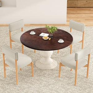 English Elm Modern Linen Upholstered Dining Chair Set Solid Wood Cross Base Removable Back Light Gray T3623P465995