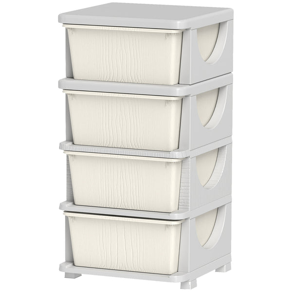 English Elm Qaba 4 Tier Kids Storage Unit with Removable 16L Drawers, Compact Toy Organizer for Toddlers Cream White W2225P229208