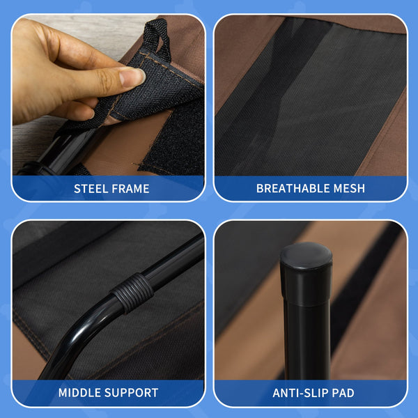 English Elm PawHut Elevated Breathable Dog Bed 48"x36" Portable Pet Cot with Steel Frame, Mesh, Travel Bag Tan W2225P200381