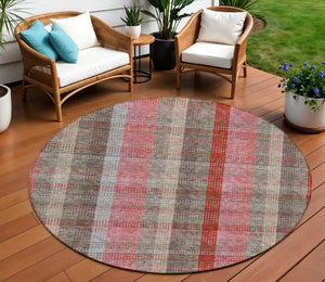 HomeRoots 5' Classic Plaid Washable Area Rug for Indoor and Outdoor Use - Durable, Stylish, Easy Care Design 8' Round 614001