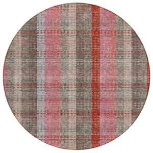 HomeRoots 5' Classic Plaid Washable Area Rug for Indoor and Outdoor Use - Durable, Stylish, Easy Care Design 8' Round 614001