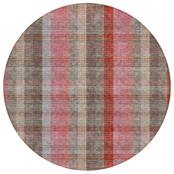 HomeRoots 5' Classic Plaid Washable Area Rug for Indoor and Outdoor Use - Durable, Stylish, Easy Care Design 8' Round 614001