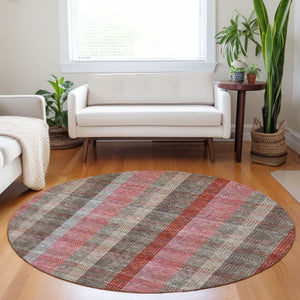HomeRoots 5' Classic Plaid Washable Area Rug for Indoor and Outdoor Use - Durable, Stylish, Easy Care Design 8' Round 614001