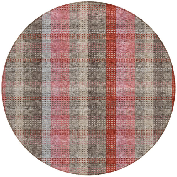 HomeRoots 5' Classic Plaid Washable Area Rug for Indoor and Outdoor Use - Durable, Stylish, Easy Care Design 8' Round 614001