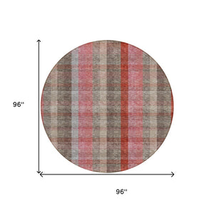 HomeRoots 5' Classic Plaid Washable Area Rug for Indoor and Outdoor Use - Durable, Stylish, Easy Care Design 8' Round 614001