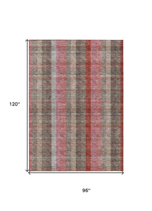 HomeRoots 5' Classic Plaid Washable Area Rug for Indoor and Outdoor Use - Durable, Stylish, Easy Care Design 8' X 10' 614002