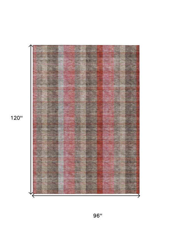 HomeRoots 5' Classic Plaid Washable Area Rug for Indoor and Outdoor Use - Durable, Stylish, Easy Care Design 8' X 10' 614002