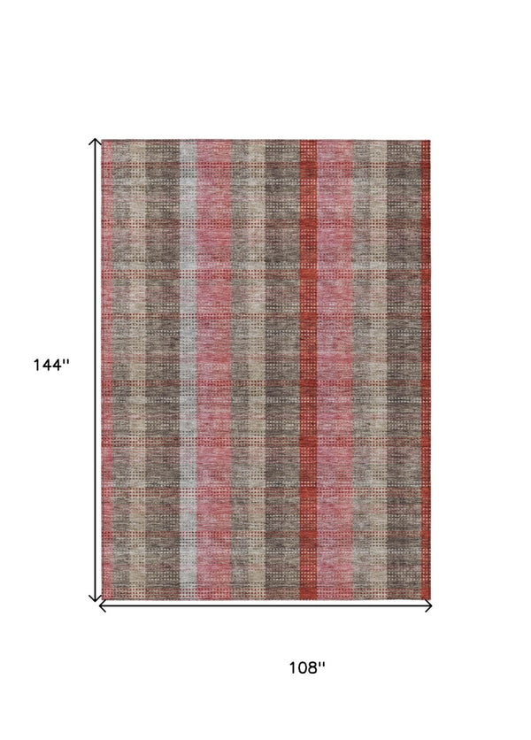 HomeRoots 5' Classic Plaid Washable Area Rug for Indoor and Outdoor Use - Durable, Stylish, Easy Care Design 9' X 12' 614003