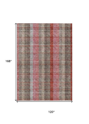HomeRoots 5' Classic Plaid Washable Area Rug for Indoor and Outdoor Use - Durable, Stylish, Easy Care Design 10' X 14' 614004