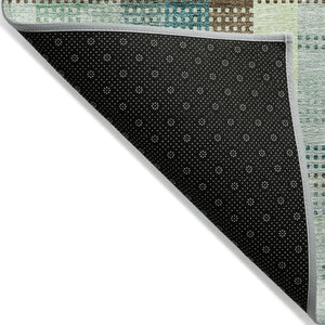 HomeRoots 5' Sage Mint Green and Teal Blue Plaid Washable Area Rug for Indoor and Outdoor Durability and Style 5' X 8' 614006