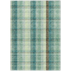 HomeRoots 5' Sage Mint Green and Teal Blue Plaid Washable Area Rug for Indoor and Outdoor Durability and Style 8' X 10' 614008