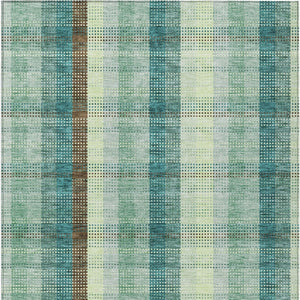 HomeRoots 5' Sage Mint Green and Teal Blue Plaid Washable Area Rug for Indoor and Outdoor Durability and Style 9' X 12' 614009