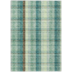 HomeRoots 5' Sage Mint Green and Teal Blue Plaid Washable Area Rug for Indoor and Outdoor Durability and Style 10' X 14' 614010