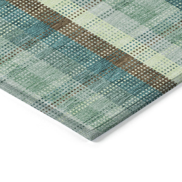 HomeRoots 5' Sage Mint Green and Teal Blue Plaid Washable Area Rug for Indoor and Outdoor Durability and Style 10' X 14' 614010