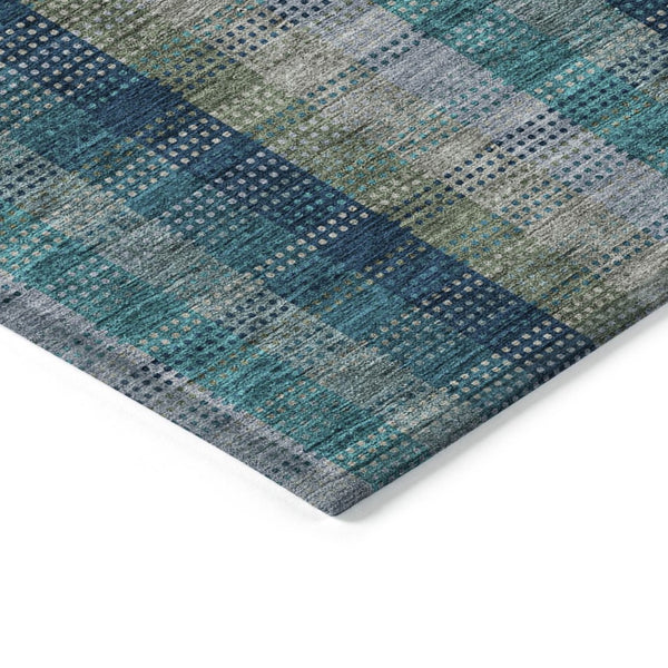 HomeRoots 5' Timeless Plaid Indoor Outdoor Area Rug in Teal, Navy, and Olive - Washable, Durable, Perfect Fit! 5' X 8' 614018